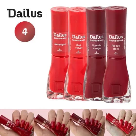 Esmalte Dailus Queridinhos Vermelhos - Kit com 4 esmaltes