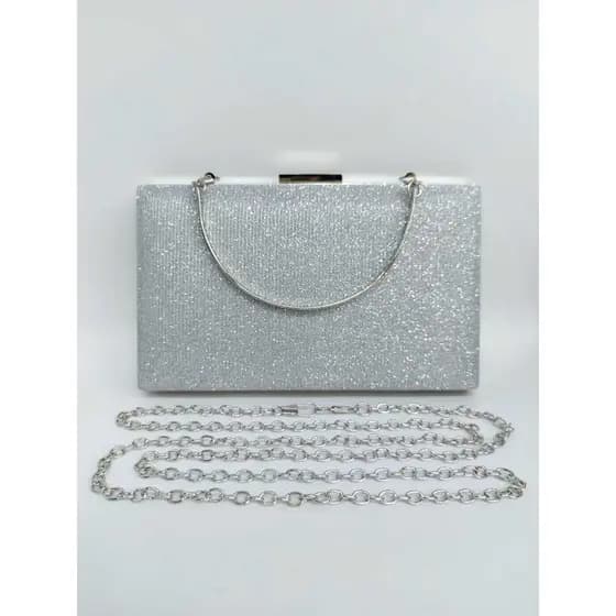 Bolsa Clutch Tecido Brilhante Listrada