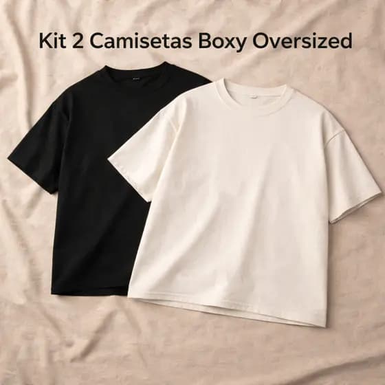 Kit 2 Camiseta Boxy Fit Oversized Masculina - Camiseta Curta Moda Americana 2026