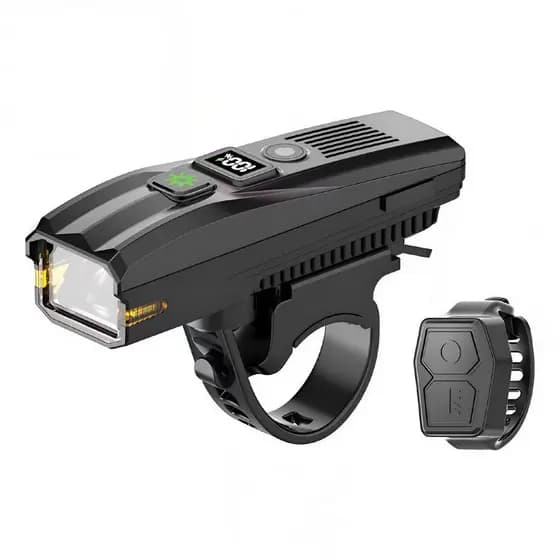 Lanterna Farol Bike Com Buzina USB Controle Remoto S/ Fio Medidor Digital Luz Led Potente Recarregavel
