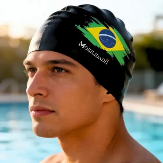 Touca Natação Silicone Mobilidadii Adulto Preta Brasil