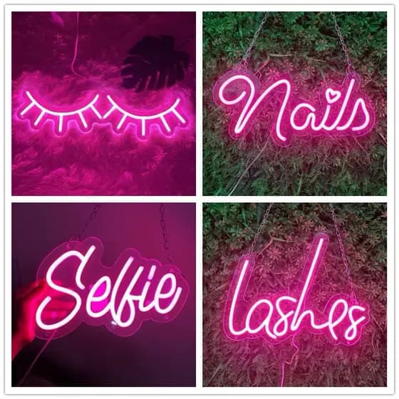 Luminária LED Neon 35x20cm Luz Parede Decoração Iluminação salão de beleza, Nails, Selfie