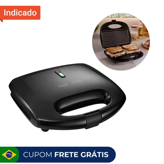 Sanduicheira Grill Elgin Brunch Time 2 em 1 800W Antiaderente – Lanches e Grelhados Rápidos