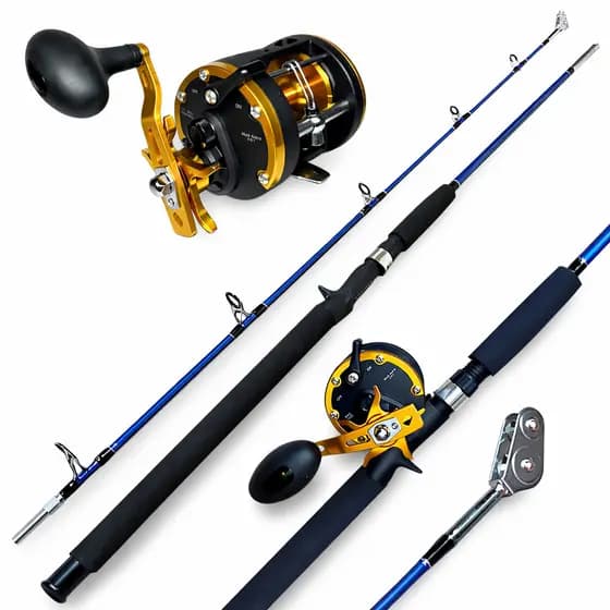 KIT DE PESCA PESADA PROFISSIONAL CARRETILHA CMIK LDT30 C/ VARA 1.80M 40-80LB MACIÇA C/ROLDANA