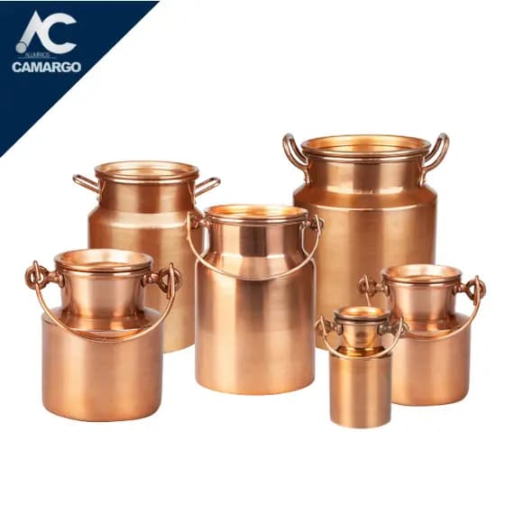 Kit 6 Leiteiras Alumínio Cobre, Branco ou Fosco 200ml, 500ml, 1L, 2L, 3L e 5 Litros