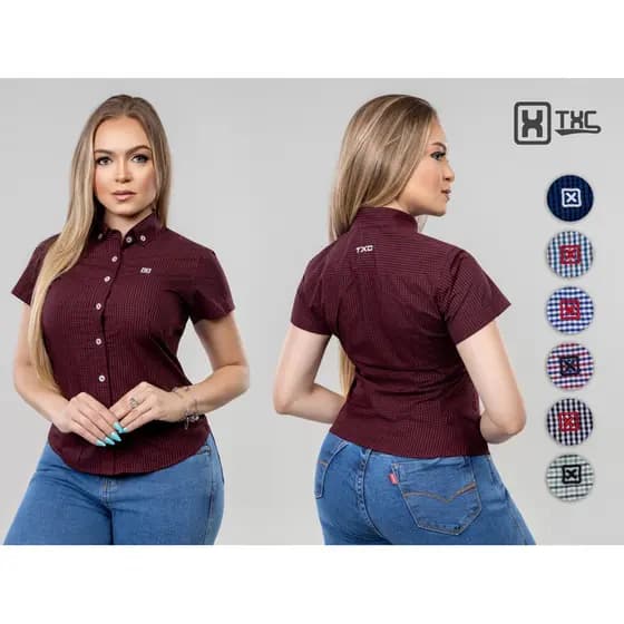 camisa manga curta country feminina ariat