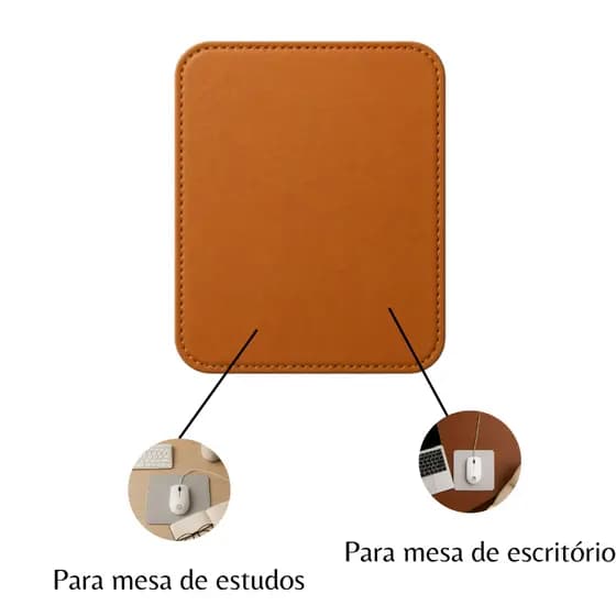 Mouse Pad Pequeno Couro Sintético Caramelo