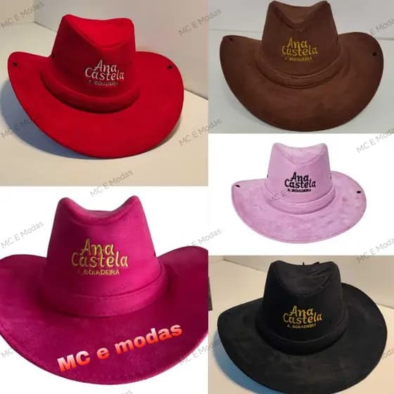 Chapéu Ana Castela Bordado Country Feminino Adulto / Juvenil Camurça Sertanejo Cowboy Rodeio 2026