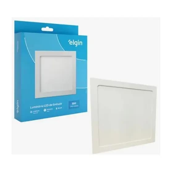 Luminária de Embutir Quadrada ELGIN 18W Luz 6500K Bivolt