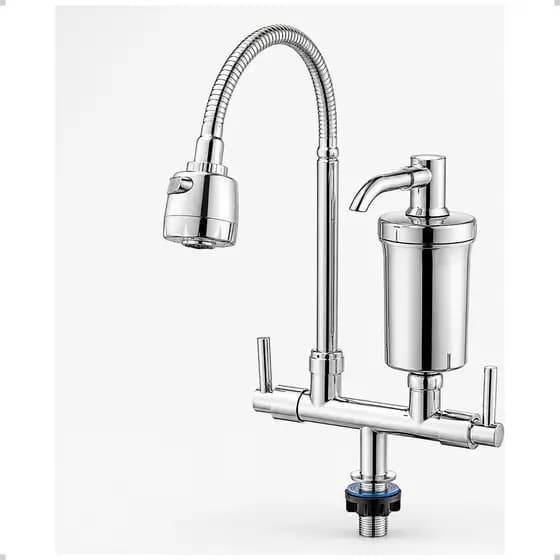 Torneira Gourmet Filtro Chuveirinho Flexível 2 Jatos Bancada Cozinha Cromada ABS 3 em 1 Mesa
