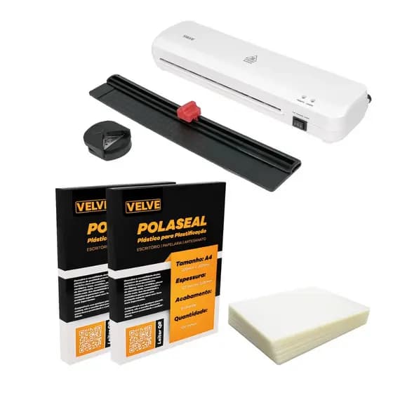 Kit Plastificadora Laminadora Poliseladora A4 PLA43 + 205 Polaseal A4