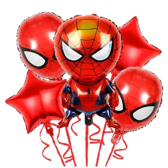 KIT 5Peças Homem Aranha kit balão metalizado homem-aranha, Hulk ,Capitão América Homem de Ferro
