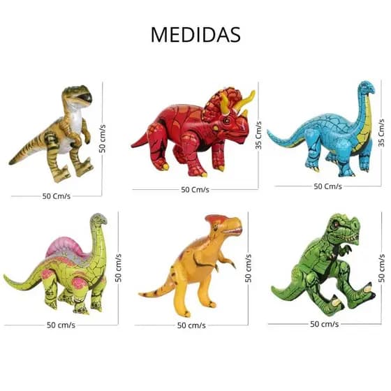 Kit 6 Infláveis Dinossauros para Festas