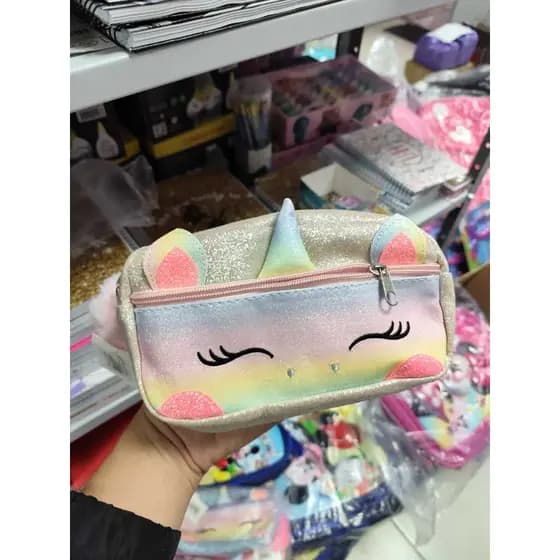 Estojo Escolar Feminino com Glitter Unicornio