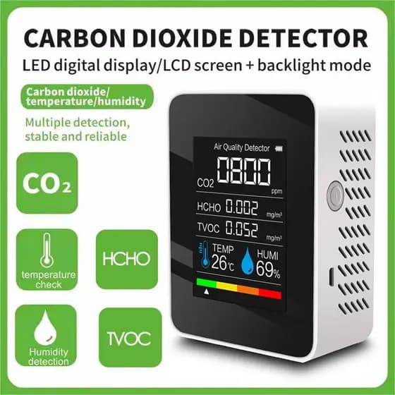 Monitor De Qualidade Do Ar FALLFORBEAUTYEJ , Testador De Umidade , Detector De CO2 De Temperatura LCD TVOC 5 Em 1