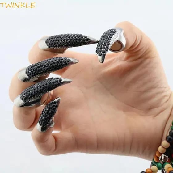 Anéis De Dedo Punk TWINKLEO , Joias Com Design De Cristal Para Unhas , Anel De Garra De Águia , Rock De Strass