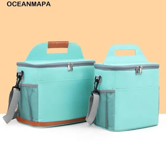 Sacos Térmicos Isolados OCEANMAPA , Saco Portátil De Geladeira De Gelo Espesso , Caixa Térmica De Comida De Almoço Com A
