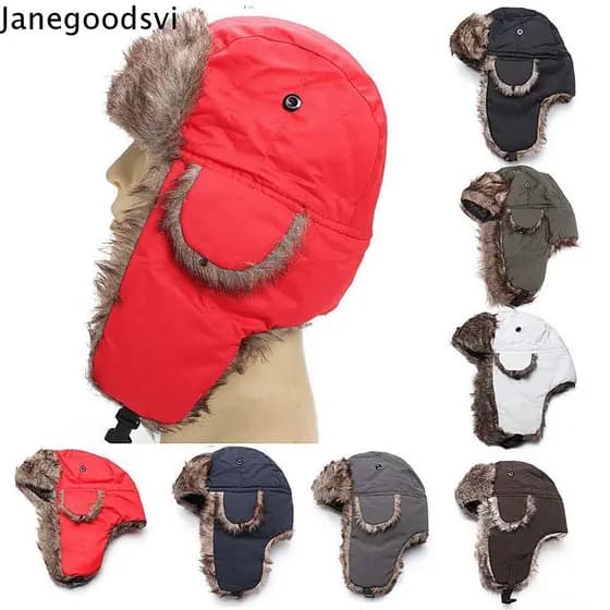 Ushanka Touca Gorro Chaves Frio Proteção Orelhas Aviador Inverno Lã Unissex