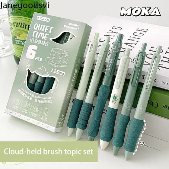 Caneta De Gel JANEGOODSVI 6 Unidades/Caixa , Neutra Macia Com Ponta ST Esferográfica De Tinta Preta Tipo Prensa De 0.5 M