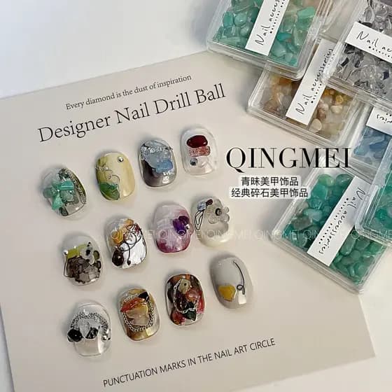 Acessórios de Manicure estilo japonês, pedra de cristal transparente Natural, cascalho Irregular, estilo ins, decorações