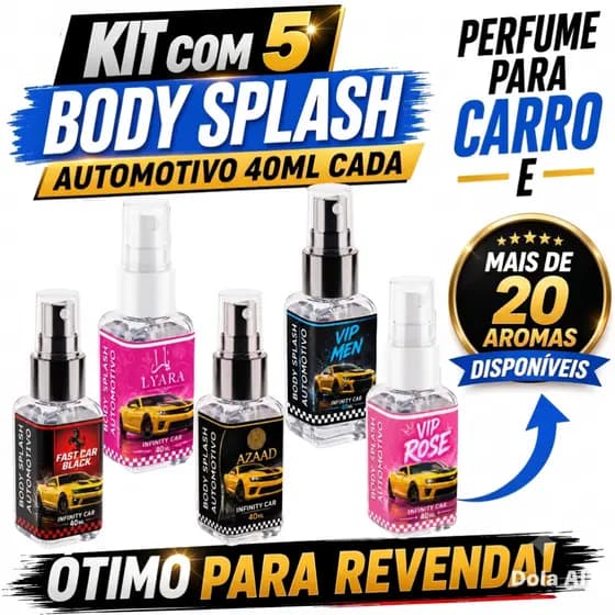 Kit 5 Body Splash Automotivo 40ml Cheirinho Para Carro Revenda Atacado Renda Extra, Longa Duração