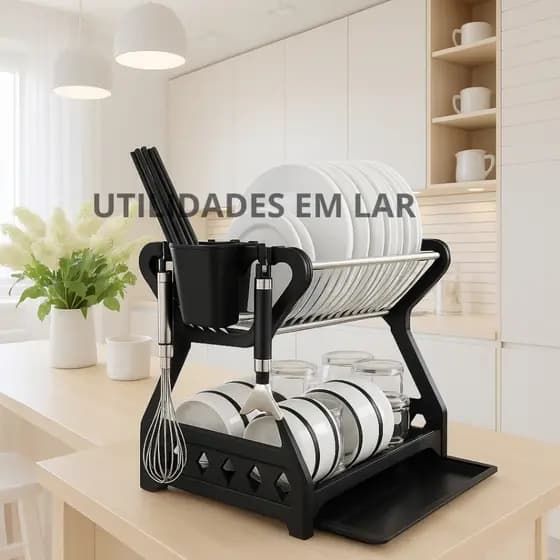 Escorredor De Louças Aço Inox Grande Compacto Dobrável Prático Cozinha Organizada
