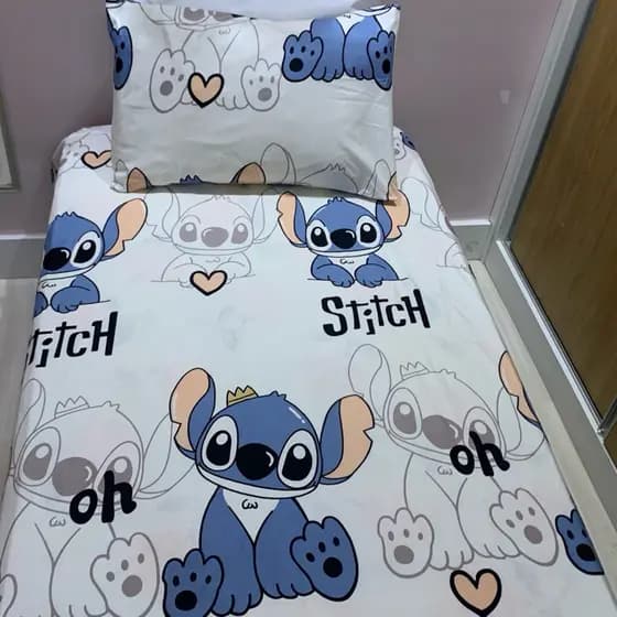 Lençol Solteiro Infantil temas princesa e stitch Toque de Algodão 2 peças Lençol + fronha!