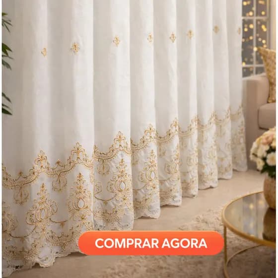 CORTINA ELEGANT GUIPPIR LINHO COM BORDADO CLASSICO - 4,00m x2,70m E 3,00 M X 2,70M,LUXUOSA RELAMPAGO
