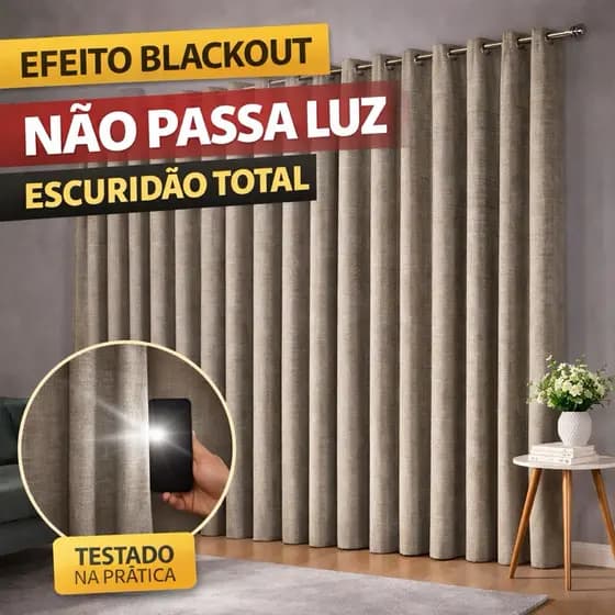 Cortina Para Sala e Quarto Blecaute Blackout Corta Luz Tecido Premium