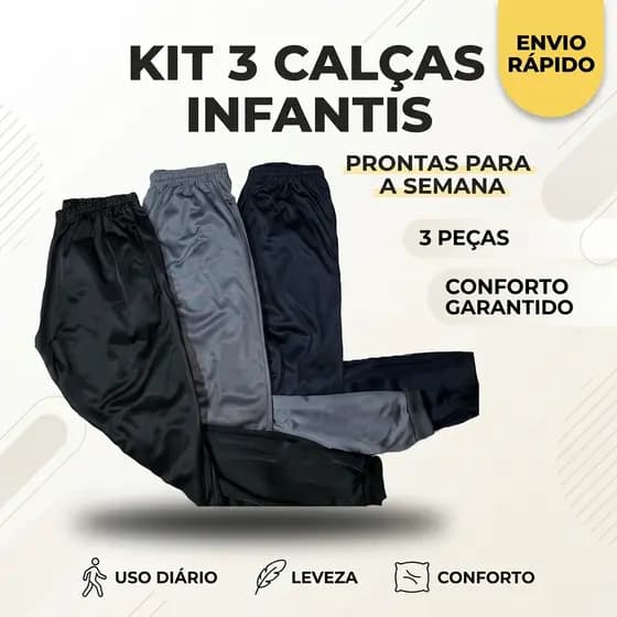 3 Calças jogger Infantil Juvenil Masculina 2023