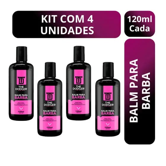 Kit com 4 Balm para Barba The Dodger 120ml – Barba Alinhada, Controle do Frizz e Hidratação Profunda