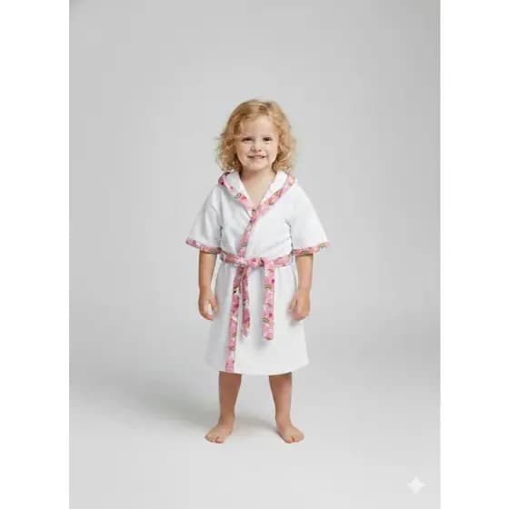 Roupão atoalhado infantil e juvenil com faixa macia – conforto premium, alta absorção e estilo para pós-banho e piscina!
