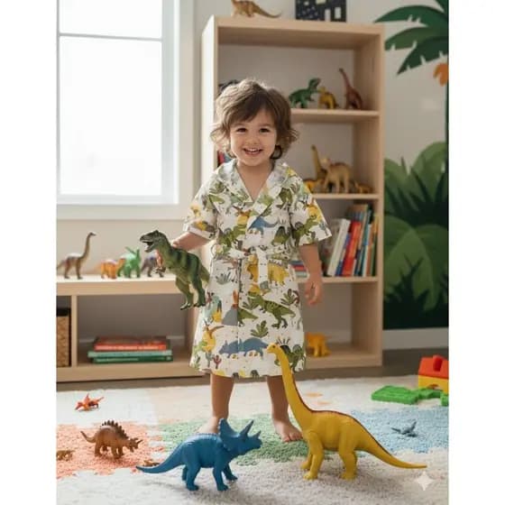 Roupão Atoalhado Dino Color Baby Infantil/Juvenil – Conforto e Maciez
