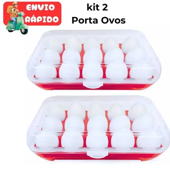 Kit Porta Ovos De Plástico Retangular C/15 Cavidades Geladeira