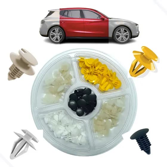 Clipe Fixação Carro 100pcs Fixa-portas Rebite Plástico.