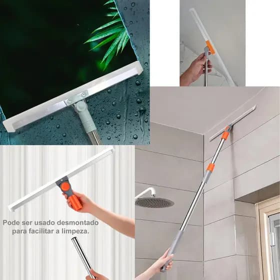Rodo Magico Multifuncional Silicone Cabo Inox Seca Piso 180o