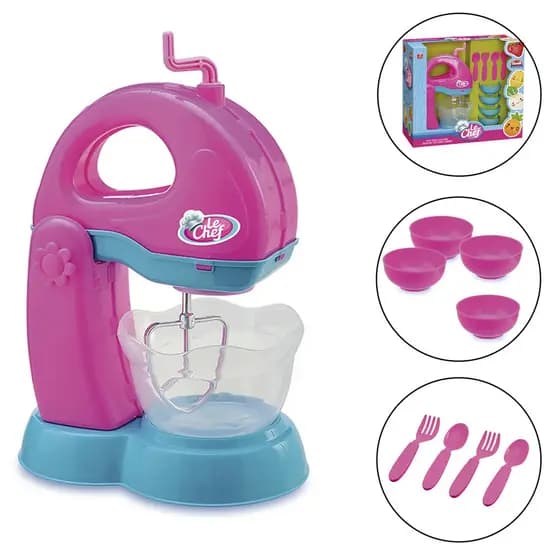 Brinquedo Infantil Faz De Conta Batedeira Com Bacia Talheres eTigelas