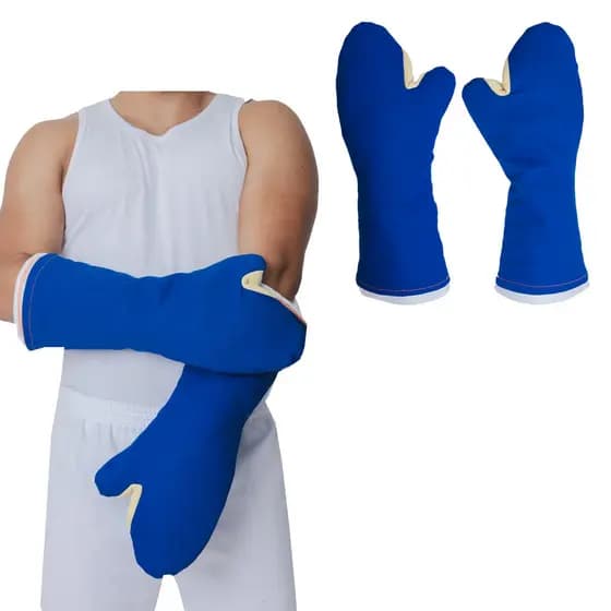 Luva Térmica Padeiro Mão de Gato 45 CM Azul Alta Temperatura