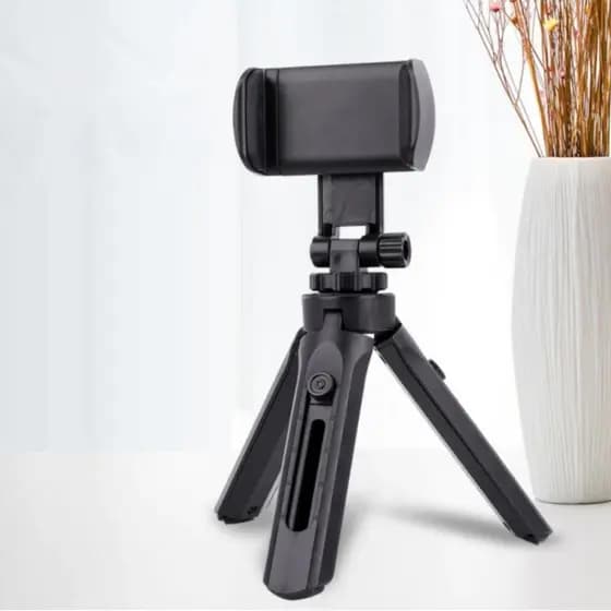 Tripe de Mesa para Celular com Regulagem de Altura Rotação 360º Suporte P/Horizontal e Vertical