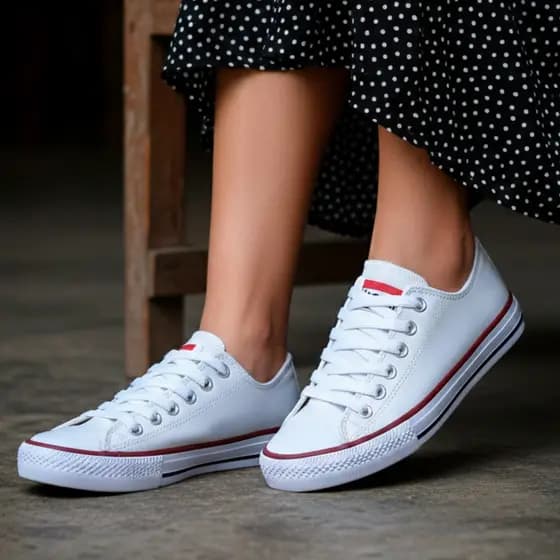 Tênis Old School Star Casual Versátil Sola Reta Couro Sintético Feminino Café/Branco, Premium 34-43