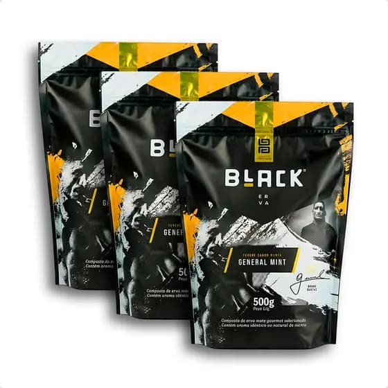 3 Pacotes Erva Mate de Terere Black 500g General Mint Menta Original Lançamento