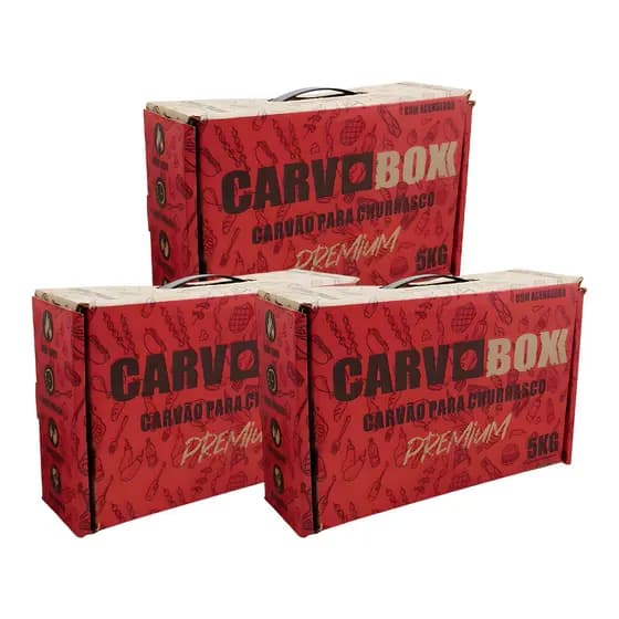 Kit 3 Carvão de Coco Carvoboxx Caixa 5kg