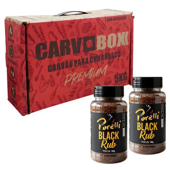 Carvoboxx Caixa 5kg e Molho Porelli Black Rub