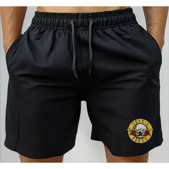 Short Guns N Roses Tactel Rock Masculino Mauricinho Esportivo Praia Bermuda