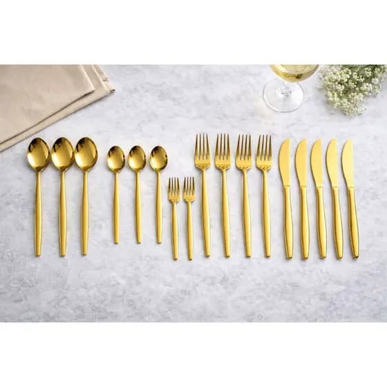 Conjunto De Talheres Ao inoxidavel 24 peças Dourado Premium