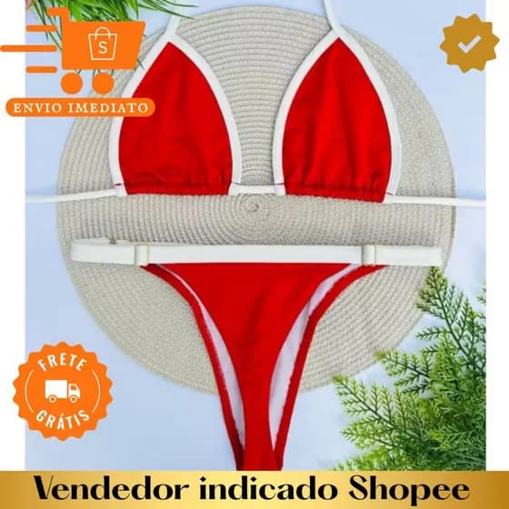 Biquini Cortininha Feminino Com Regulagem Envio Imediato Natal e festa de ano novo