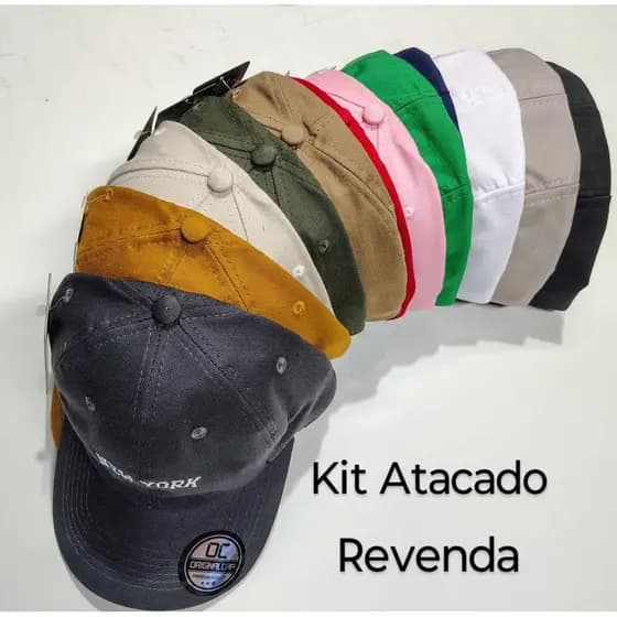 Kit 10 Bonés Masculino Atacado Revenda Aba Curva Multimarcas Sortidos Bordados Fitão