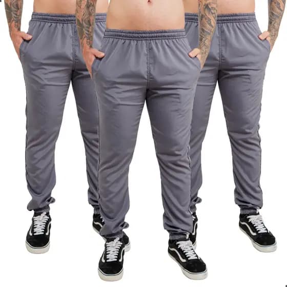 Kit 3 Calças Jogger Tactel Masculina Esporte Treino com 3 Bolsos