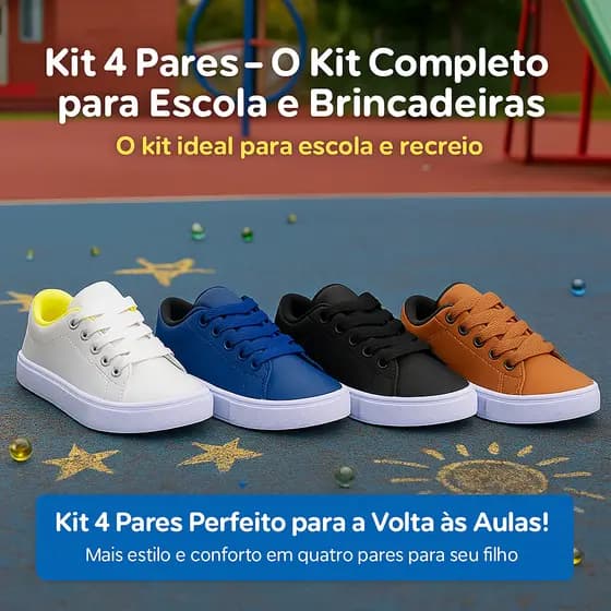 Kit 4 Pares Tênis De Menino - O kit Ideal Para Escola e Recreio Do 25 ao 36 - GARANTA O SEU KIT!