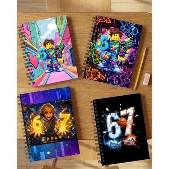 Caderno 67 six seven Personalizado Universitário 100 e 200 folhas 1 e 10 matérias